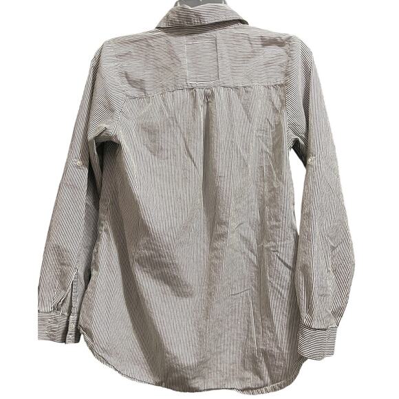 Prototype New York Black White Pin Strip Long Sleeve Blouse Size Small - Picture 7 of 7